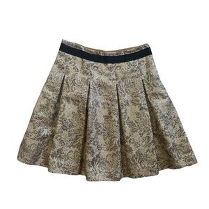 Dolce & Gabbana Gold and Black Foil Floral A-Line Skirt, Certified Authentic